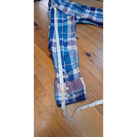 American Eagle Outfitters Blue & Pink Plaid Snap-Up Shirt M 2012 - Picture 5 of 8